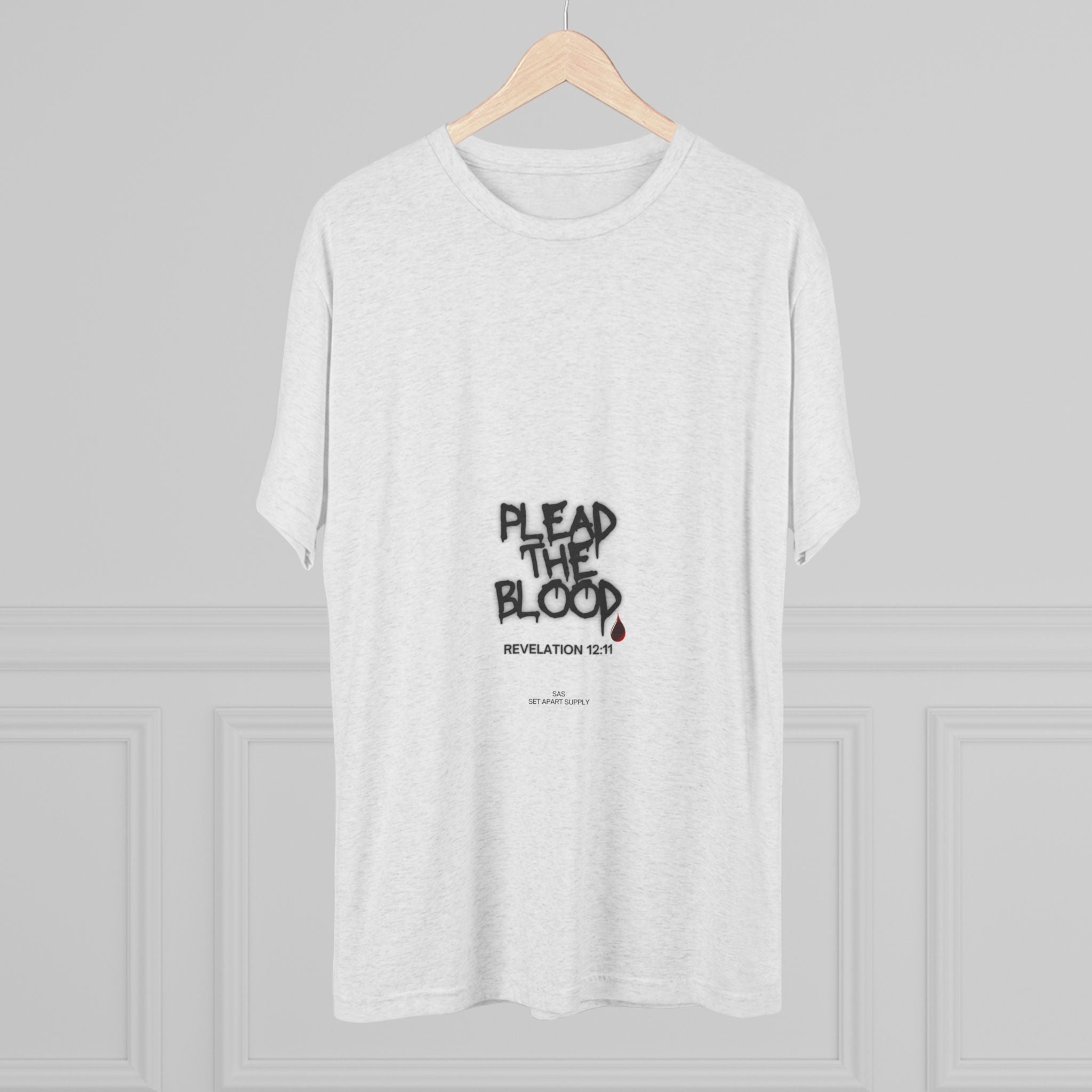 Crew Tee — "Plead The Blood" Christian Scripture Graphic Shirt