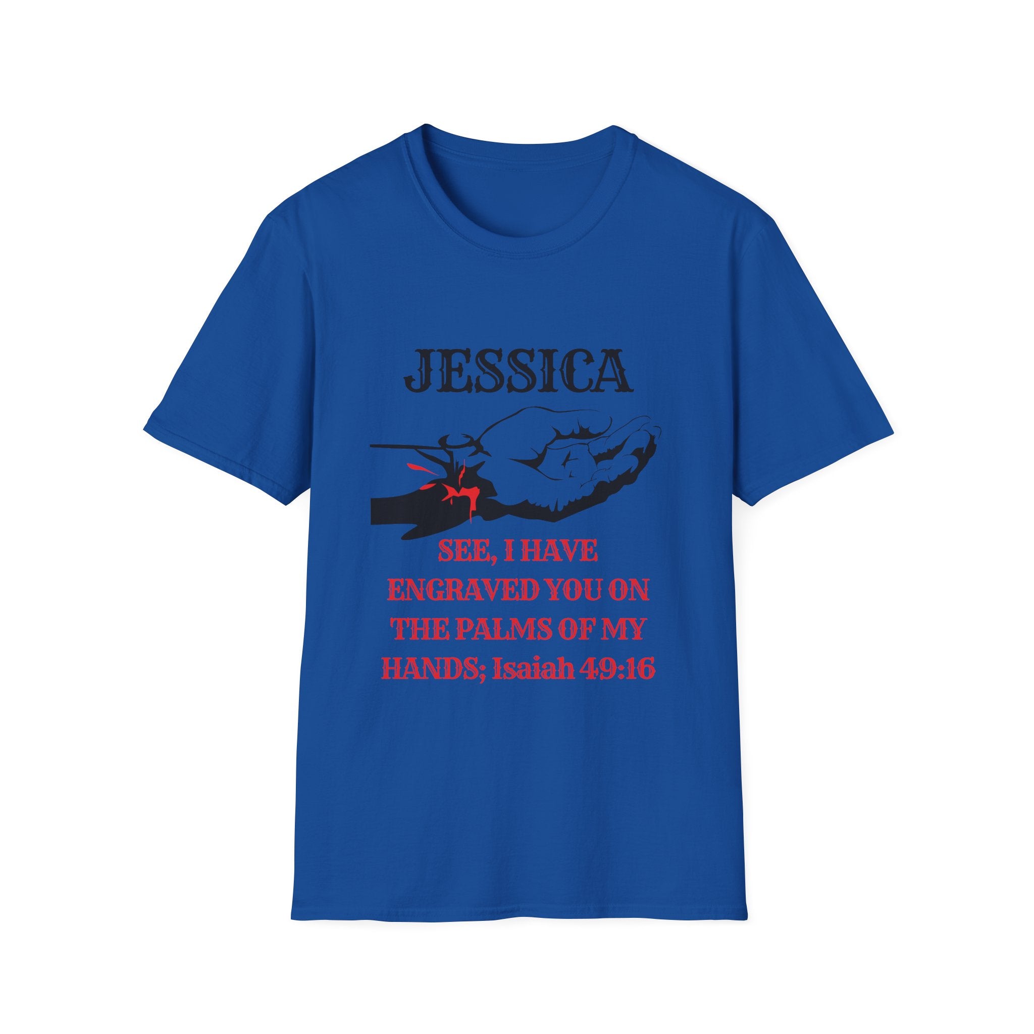 Personalized 'Jessica' Palm of My Hands T-Shirt — Christian Scripture Isaiah 49:16 Tee