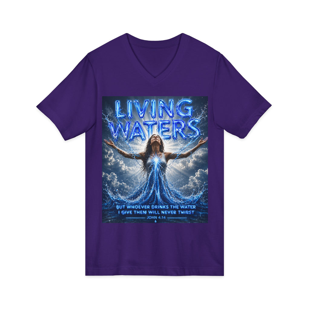 Living Waters Christian V‑Neck Tee — Inspirational Faith Shirt