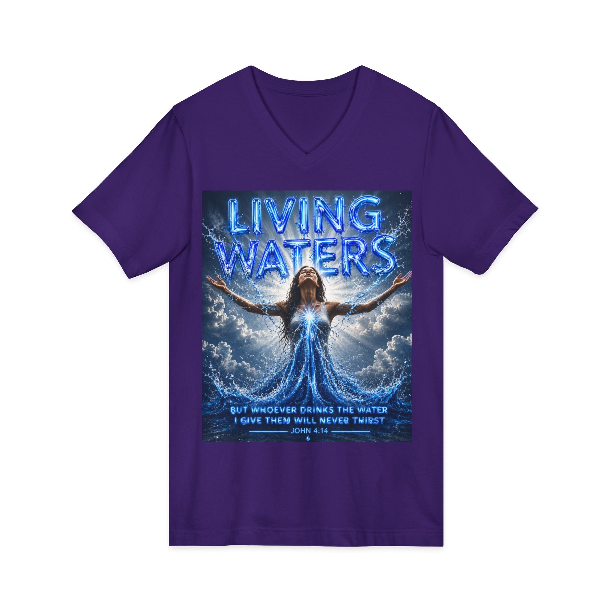 Living Waters Christian V‑Neck Tee — Inspirational Faith Shirt
