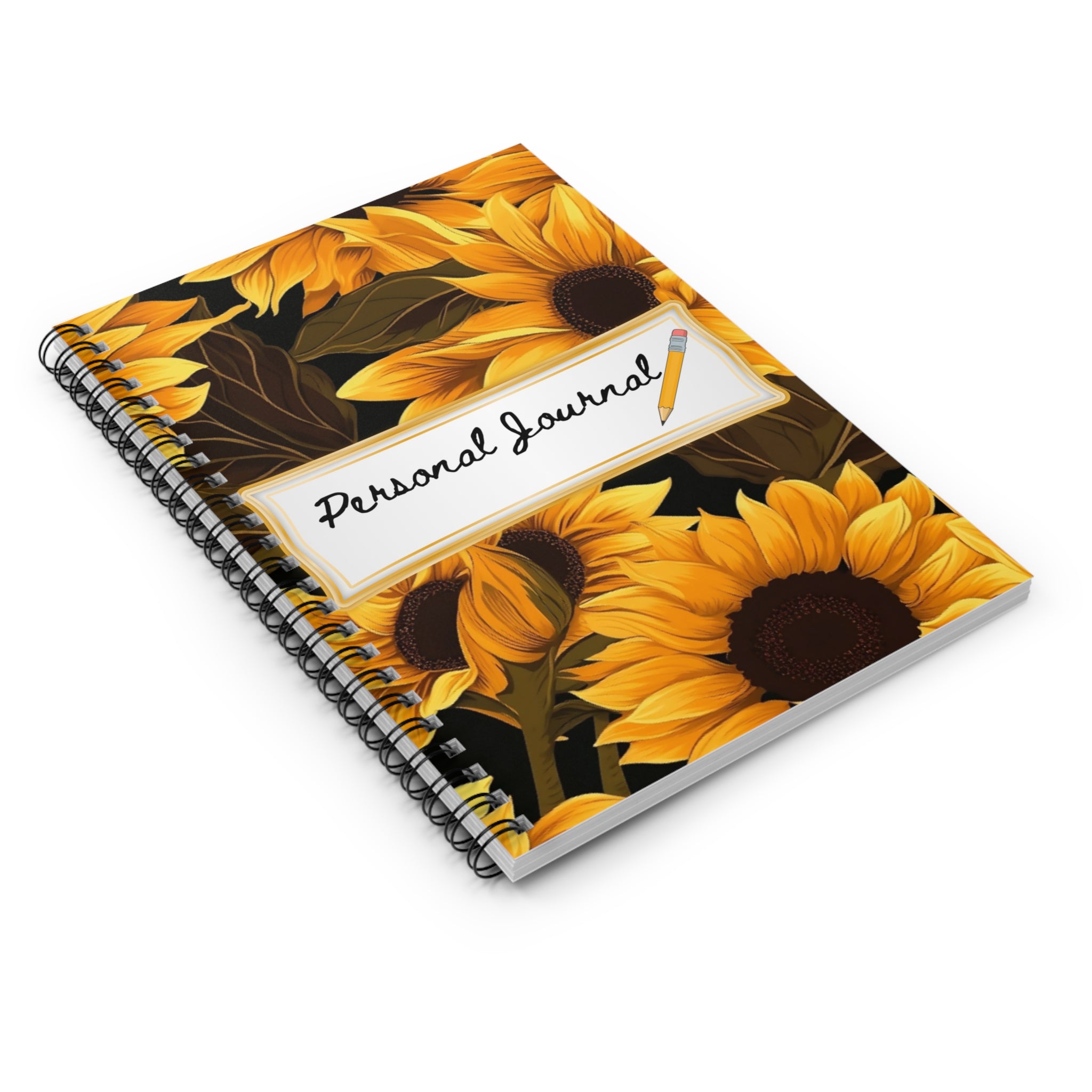 Sunflower Personal Journal — Spiral Ruled Notebook for Daily Notes & Gratitude