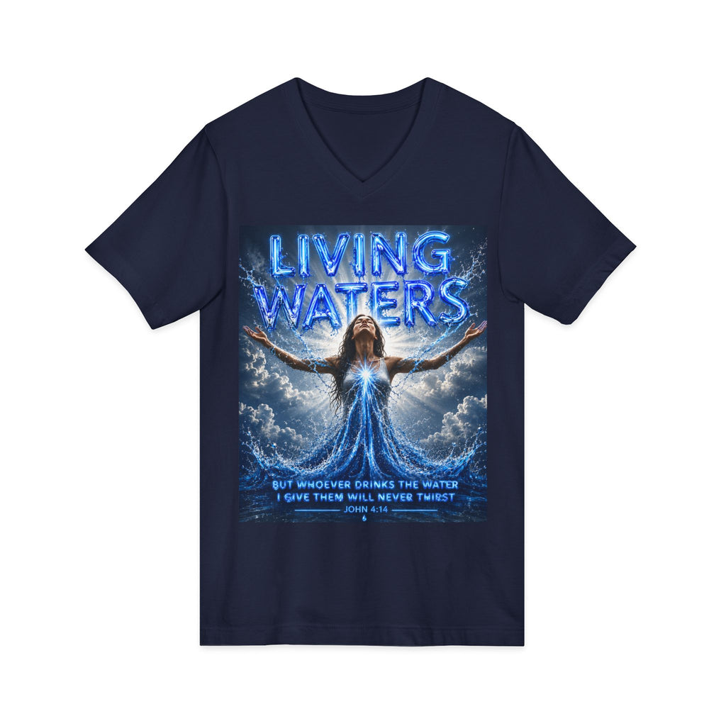 Living Waters Christian V‑Neck Tee — Inspirational Faith Shirt