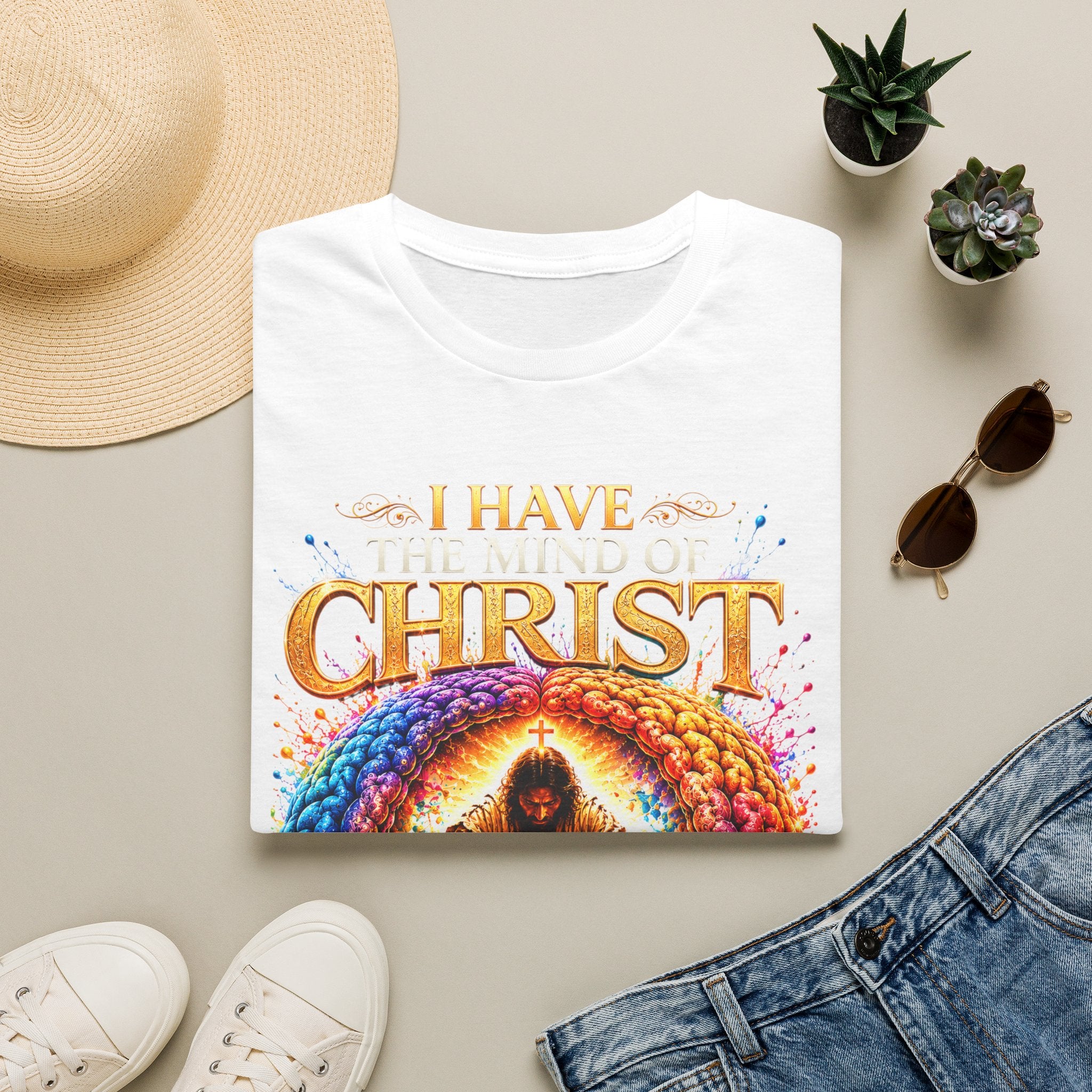 Christian T-Shirt — "I Have the Hand of Christ" Colorful Spiritual Graphic Tee