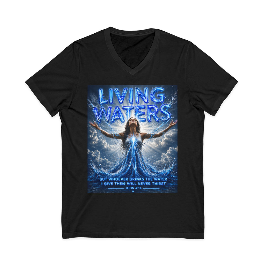 Living Waters Christian V‑Neck Tee — Inspirational Faith Shirt