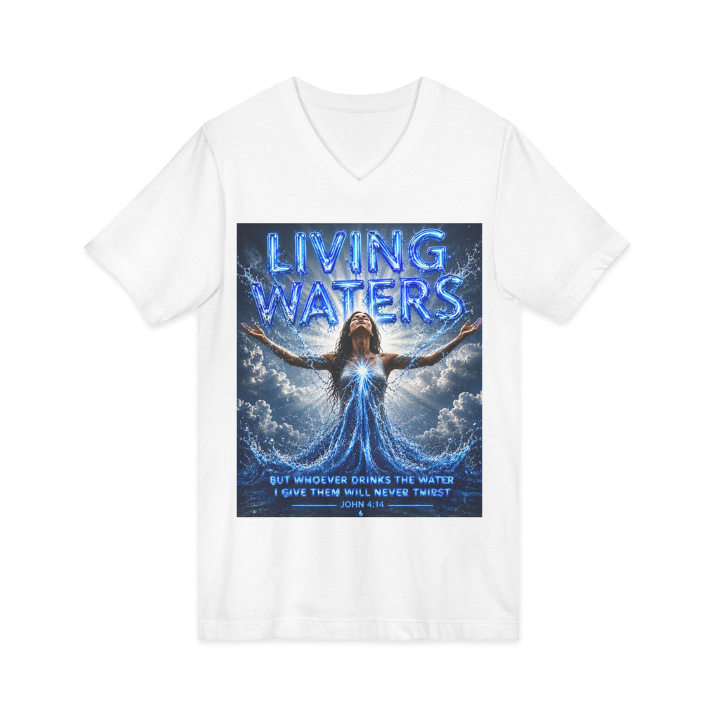 Living Waters Christian V‑Neck Tee — Inspirational Faith Shirt