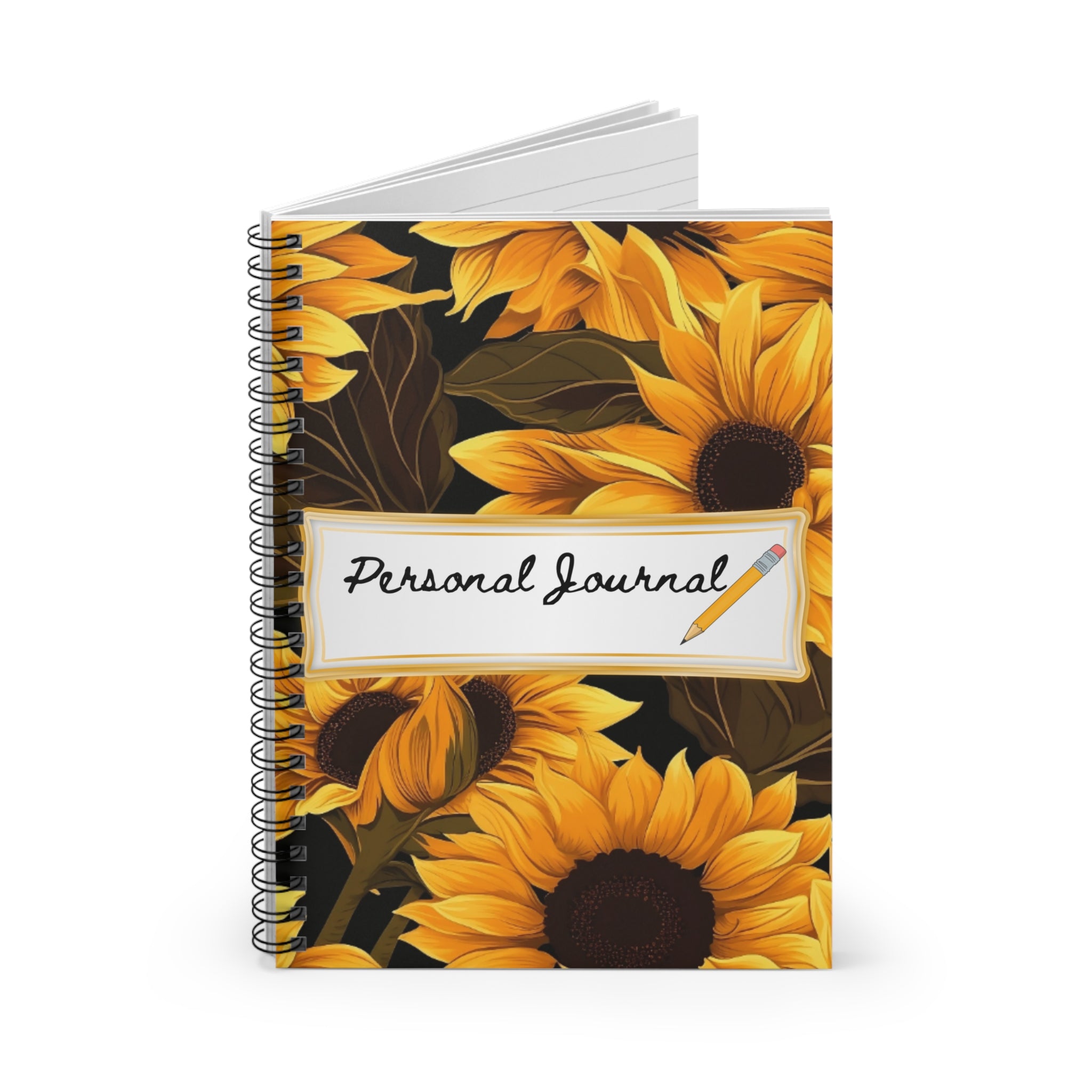 Sunflower Personal Journal — Spiral Ruled Notebook for Daily Notes & Gratitude