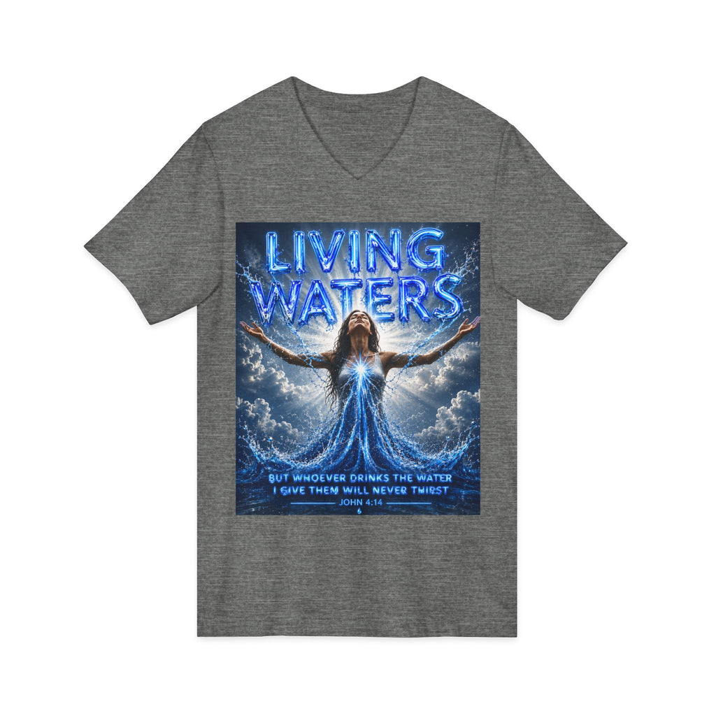 Living Waters Christian V‑Neck Tee — Inspirational Faith Shirt