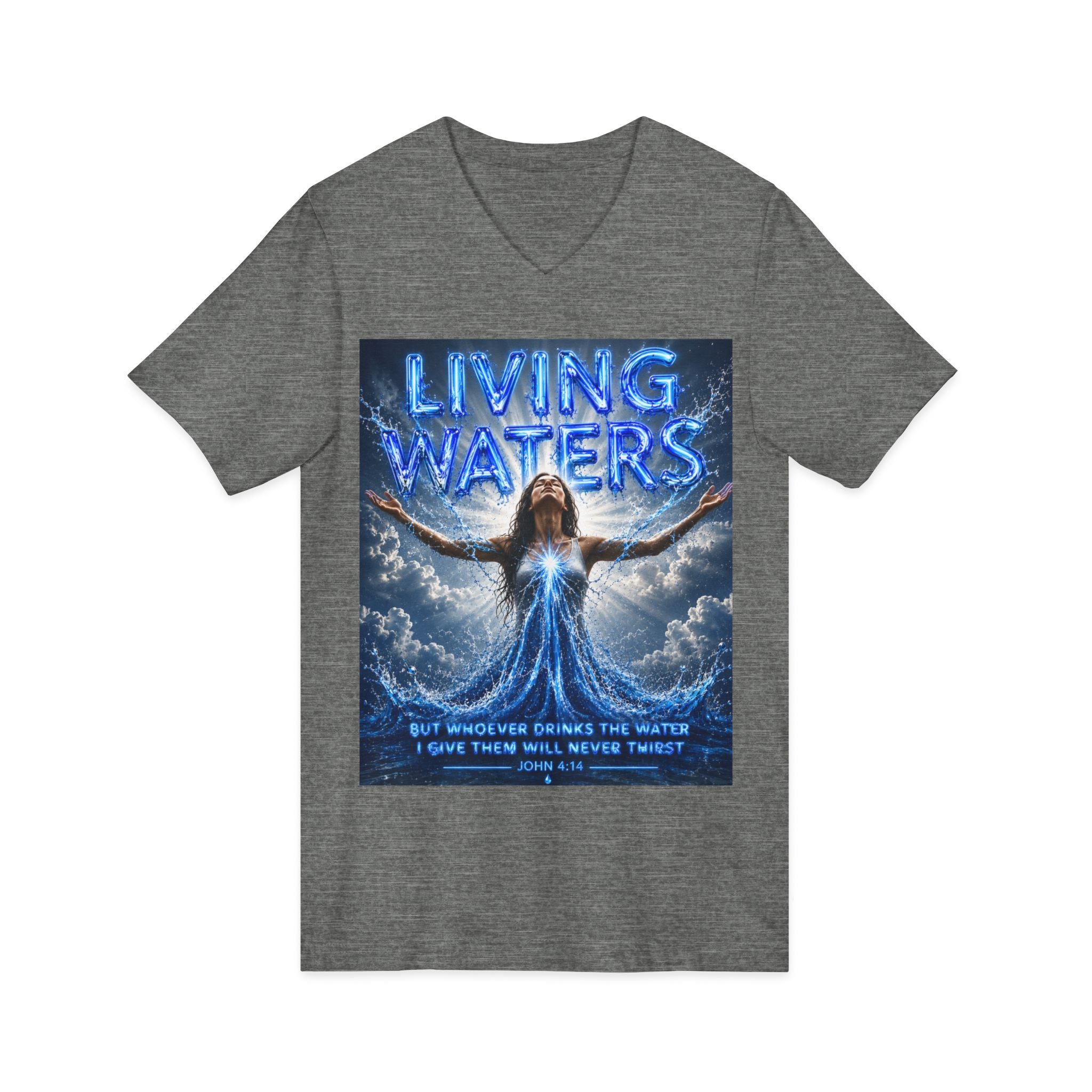 Living Waters Christian V‑Neck Tee — Inspirational Faith Shirt
