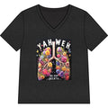 Women’s V-Neck Tee — 'YAHWEH Our Very Breath' Floral Lungs Faith Shirt