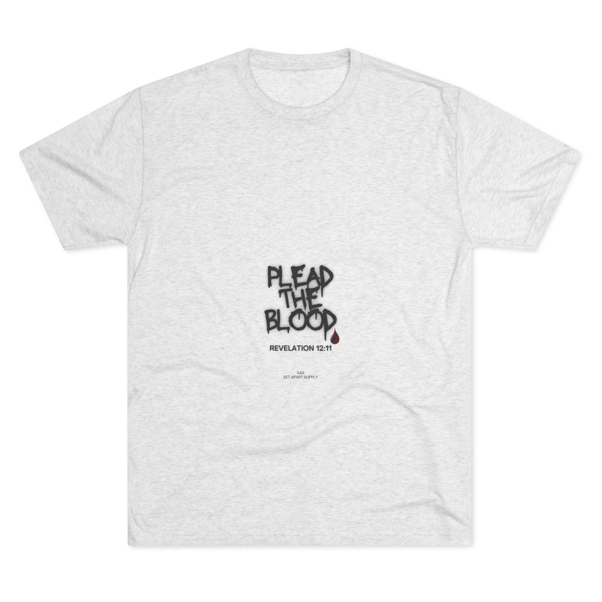 Crew Tee — "Plead The Blood" Christian Scripture Graphic Shirt