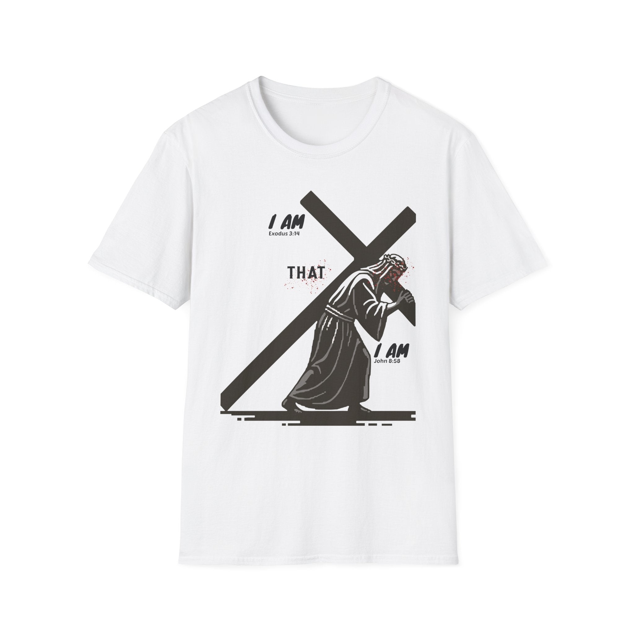 Religious Jesus Carrying Cross T-Shirt – 'I Am That I Am' Inspirational Tee