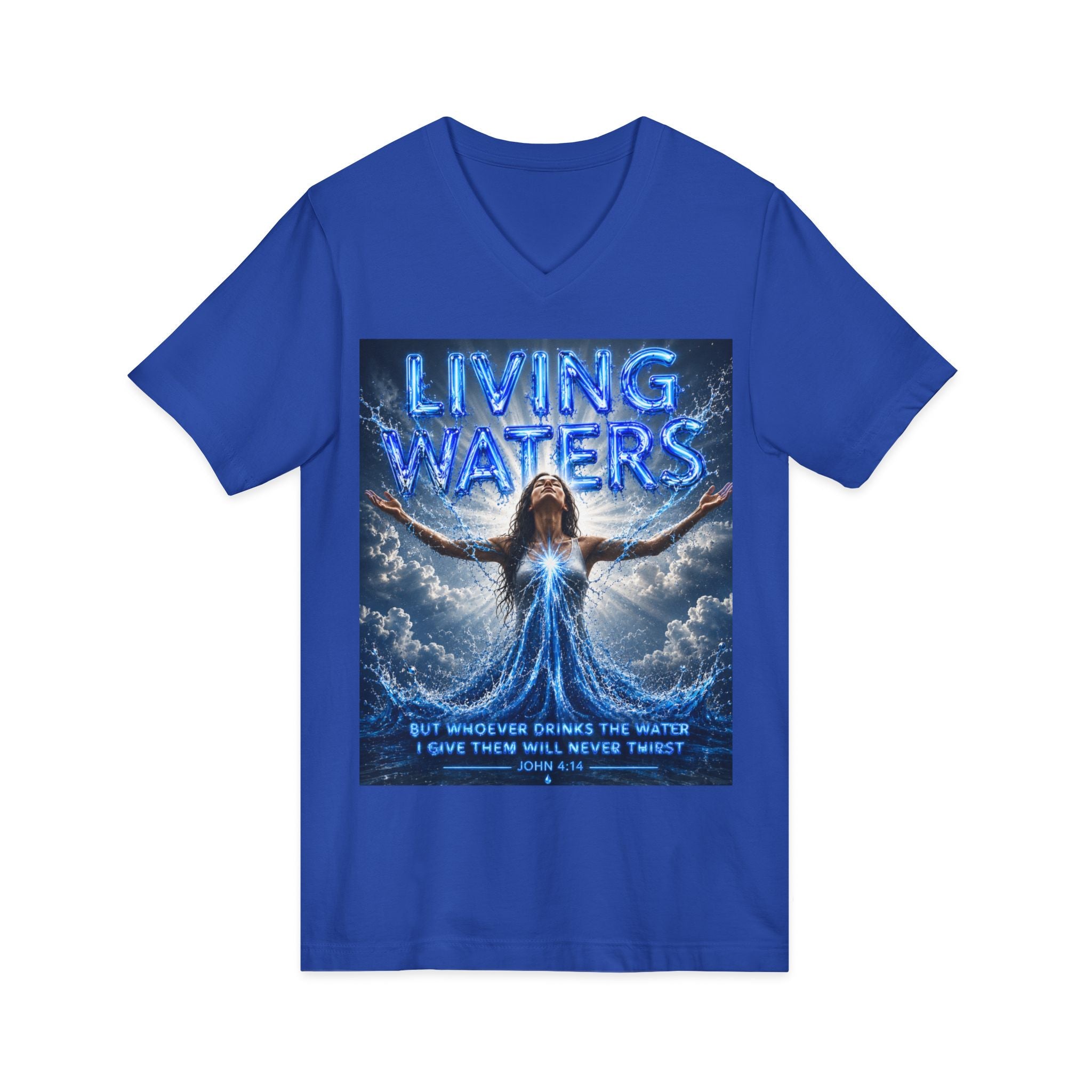 Living Waters Christian V‑Neck Tee — Inspirational Faith Shirt