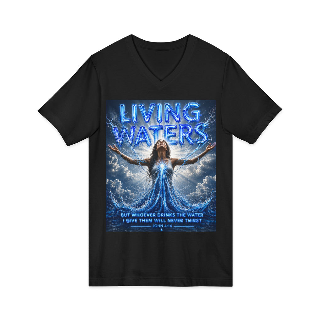 Living Waters Christian V‑Neck Tee — Inspirational Faith Shirt