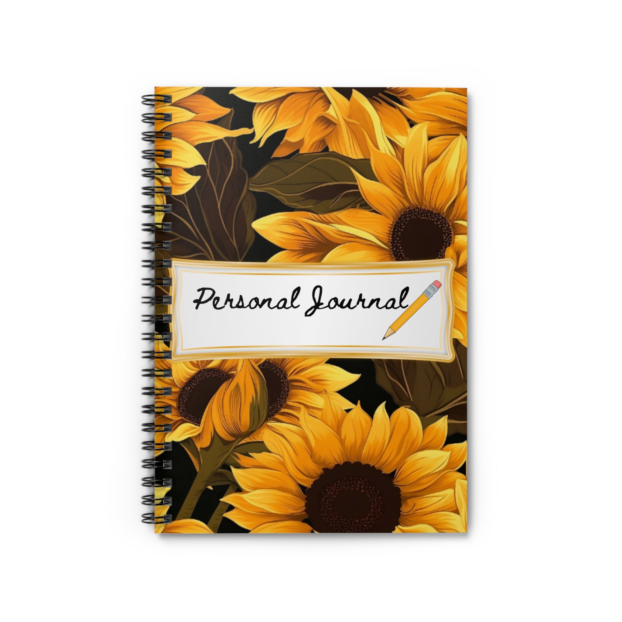 Sunflower Personal Journal — Spiral Ruled Notebook for Daily Notes & Gratitude
