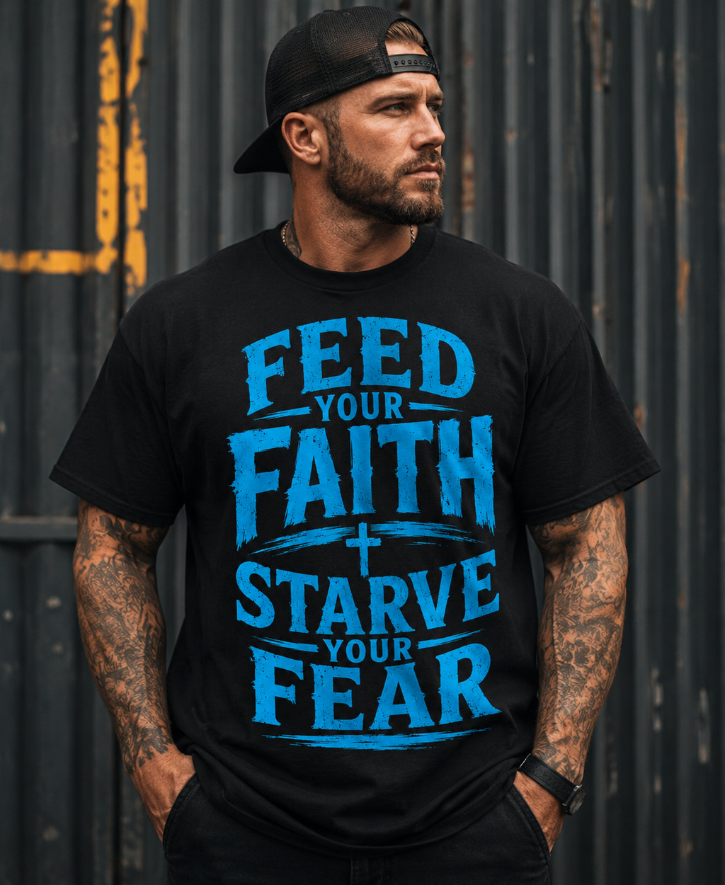 Faith Over Fear Tee — "Feed Your Faith, Starve Your Fear" Cotton Crew