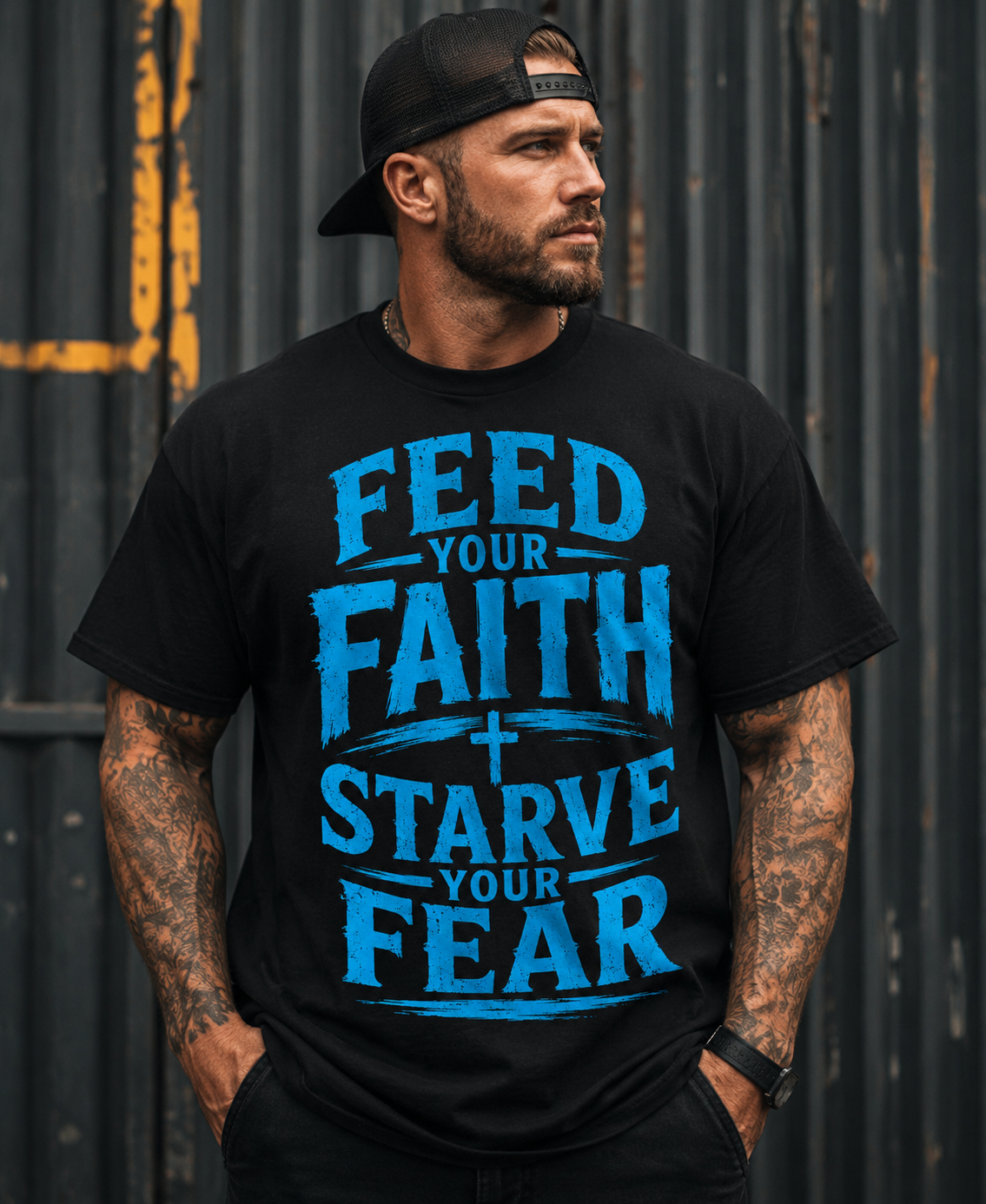 Faith Over Fear Tee — "Feed Your Faith, Starve Your Fear" Cotton Crew