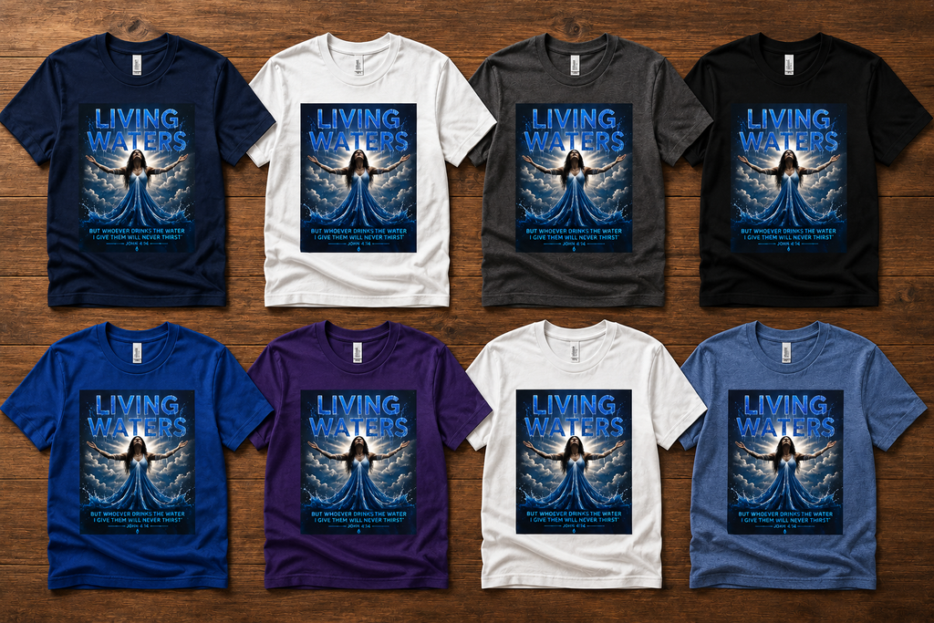 Living Waters Christian V‑Neck Tee — Inspirational Faith Shirt