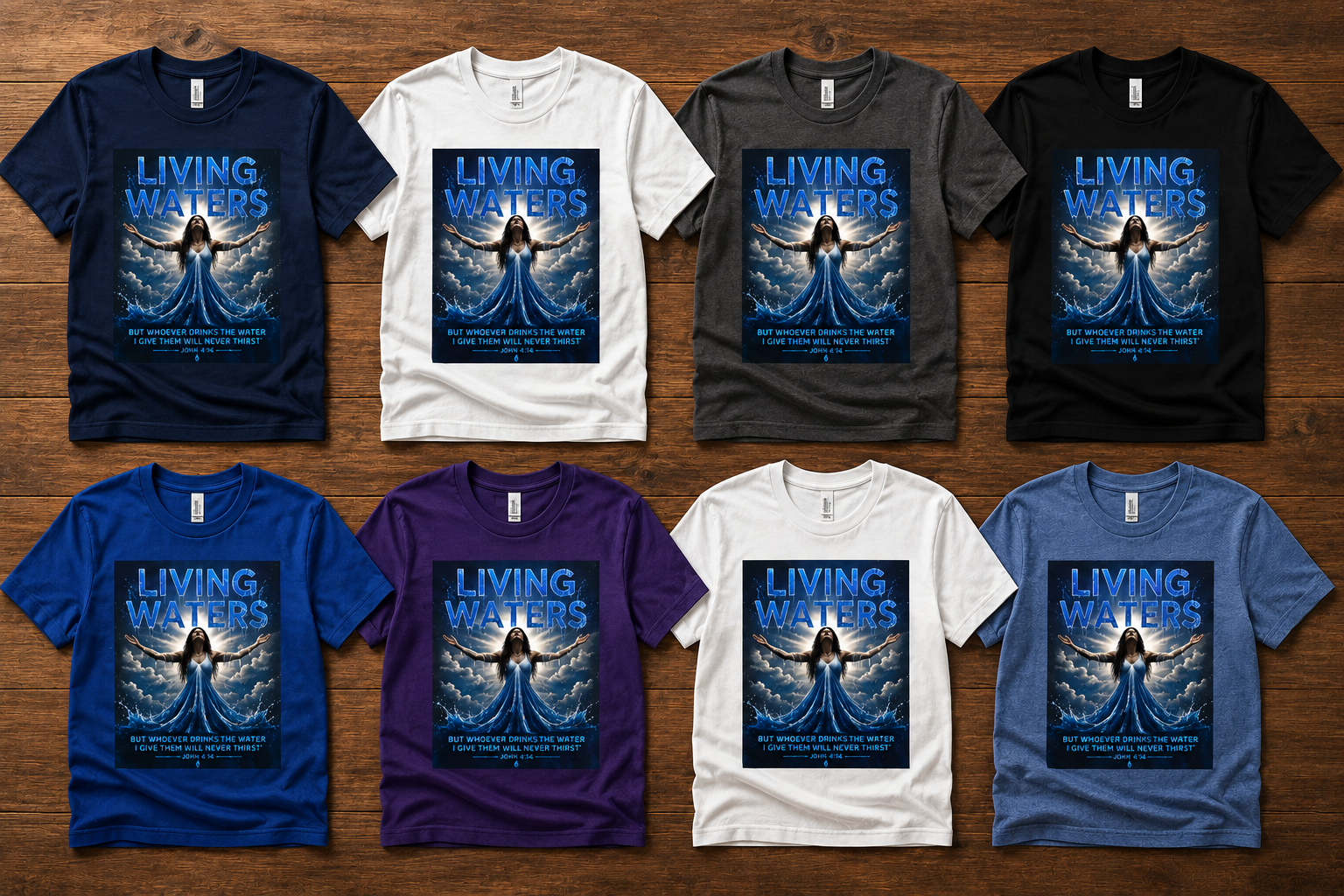 Living Waters Christian V‑Neck Tee — Inspirational Faith Shirt